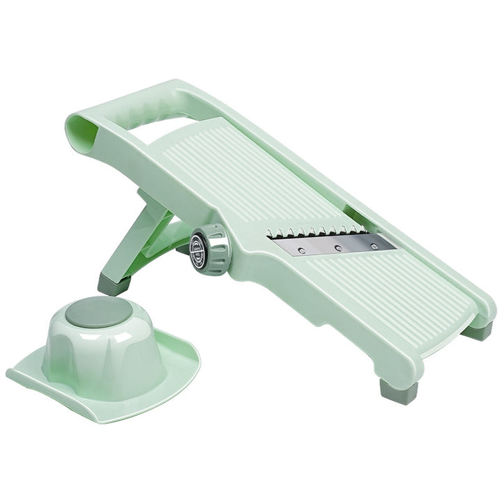 Adjustable MultiFunction Mandoline Vegetable Slicer with Safety Food Holder Bowlift