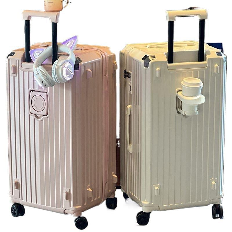 Hard-shell suitcase with extended storage space and double safety lock Bowlift