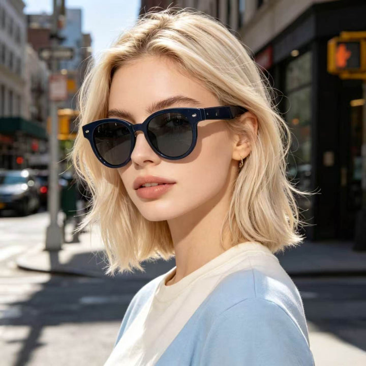 Retro Round Polarized Sunglasses with Lightweight Matte Acetate Frame Bowlift