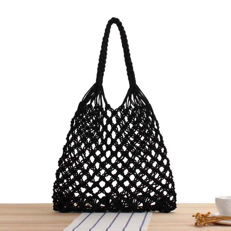 Mesh tote bag made of handcrafted natural material with unique pattern Bowlift