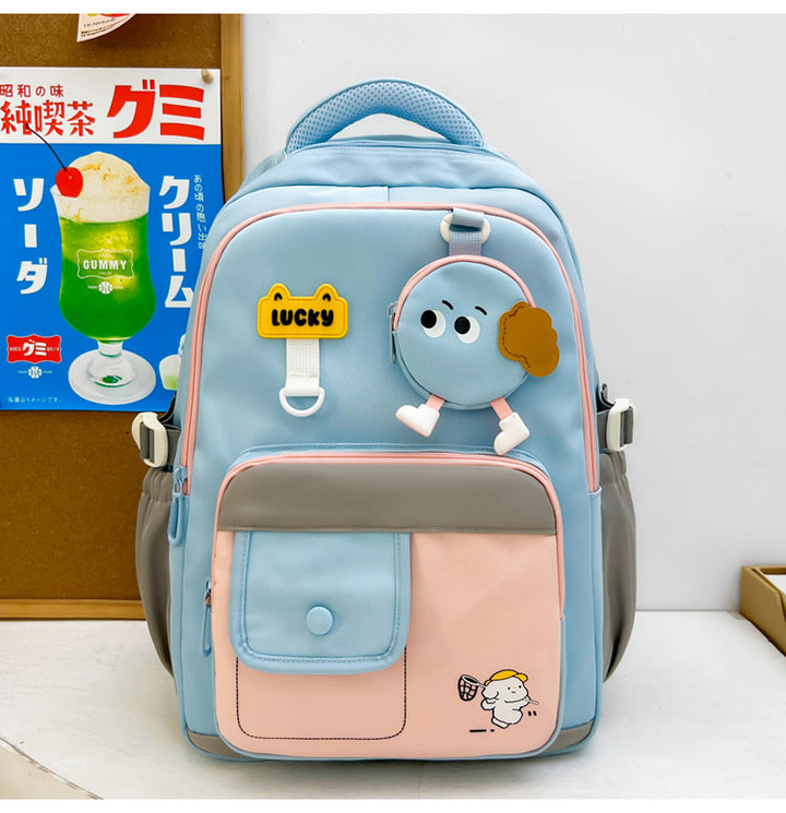 Cute Character-Designed Multi-Pocket School Backpack Bowlift