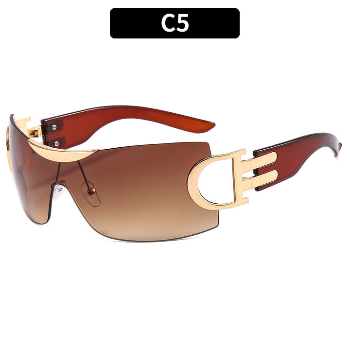 Stylish Shield Sunglasses with Gold Accents