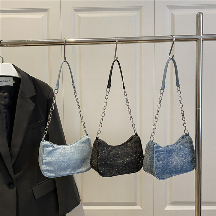 Stylish Chain-Handled Hobo Bag Bowlift