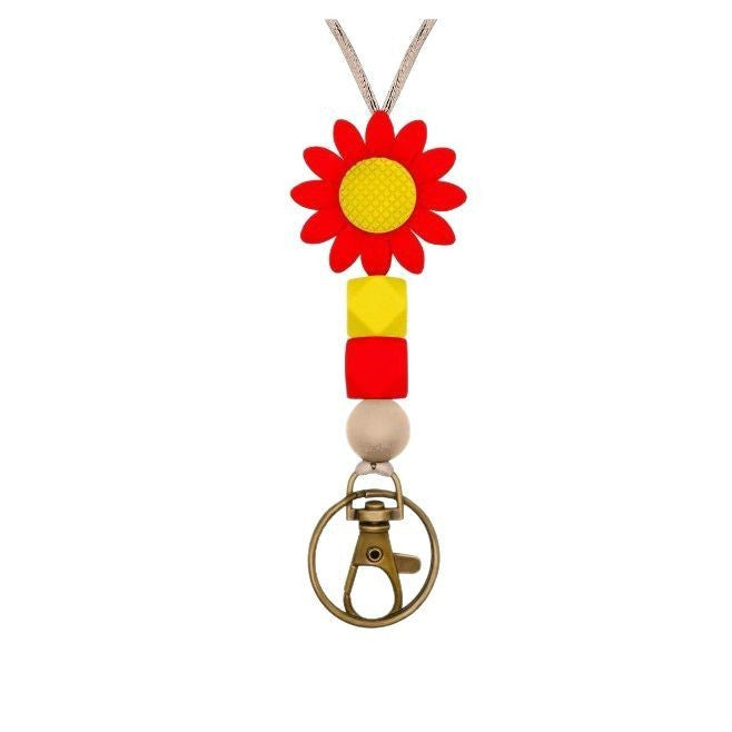 Colorful Flower-Themed Beaded Keychain Holder Bowlift