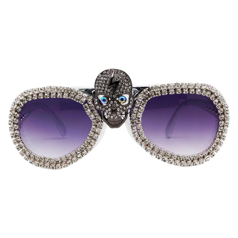 Women’s statement sunglasses with exceptional skull design and sparkling rhinestone frame Bowlift