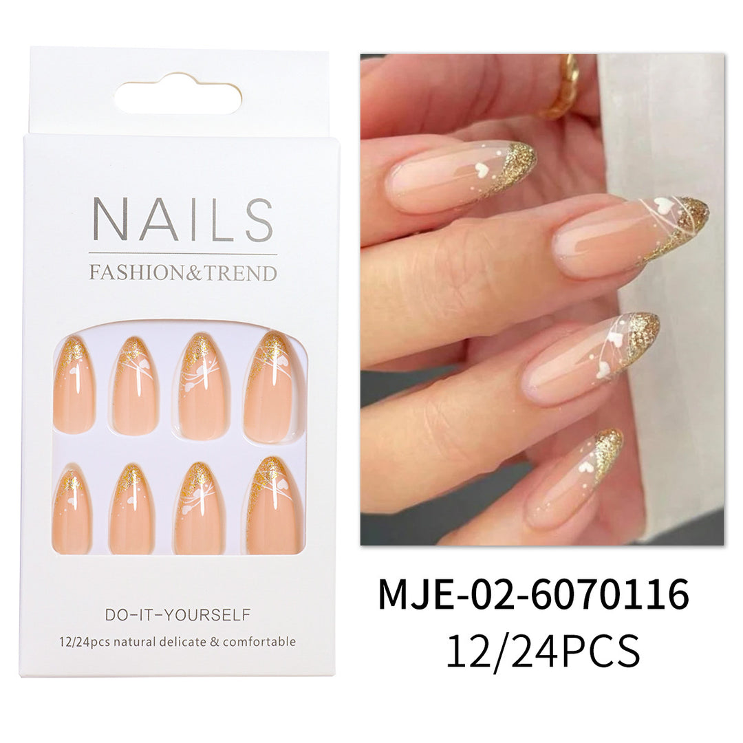 Glamorous Heart-Accent Press-On Nails Bowlift
