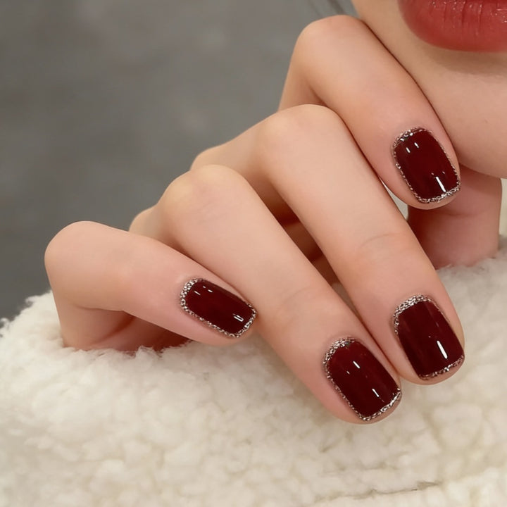 Deluxe Rhinestone-Edged Press-On Nail Set Bowlift