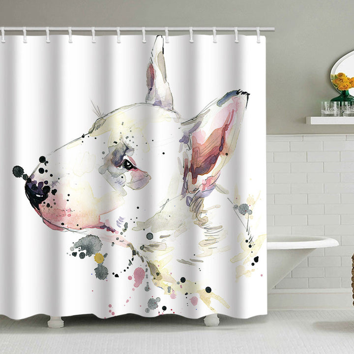 Artistic Dog Illustration Shower Curtain Bowlift