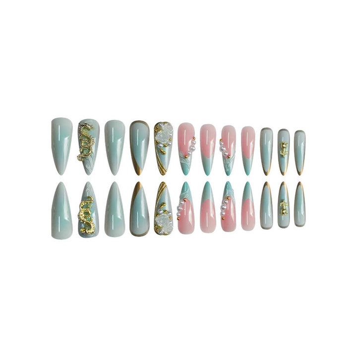 Decorative Long Stiletto Press-On Nail Art Bowlift