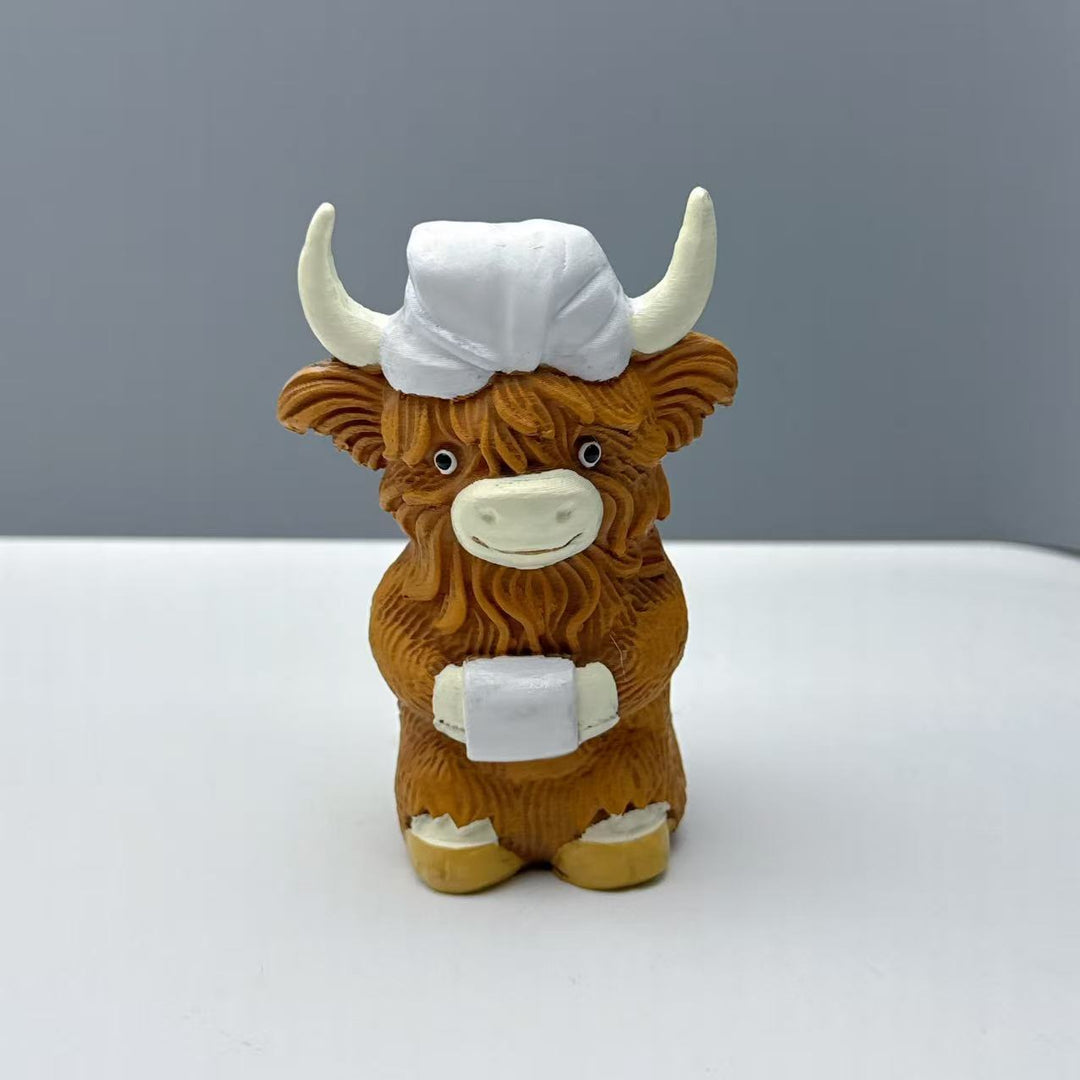 Funny Highland Cattle Figurine Bowlift
