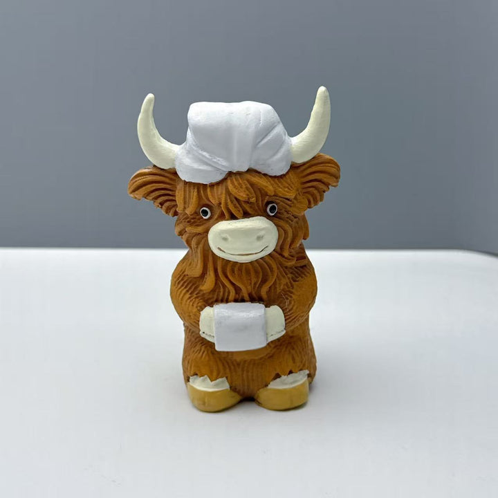 Funny Highland Cattle Figurine Bowlift
