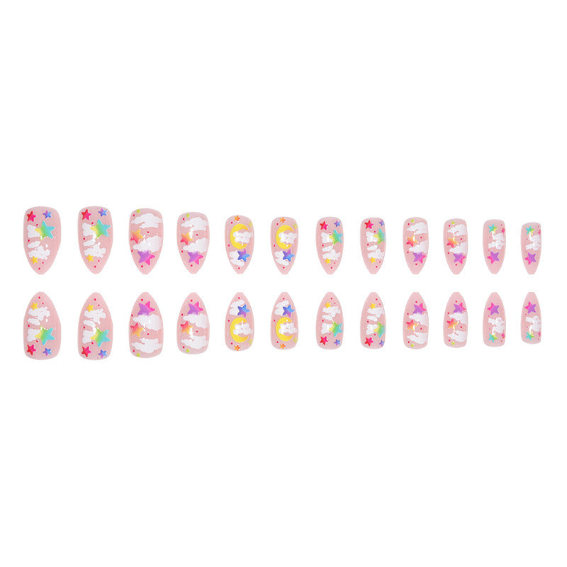 Vibrant Celestial Themed Press-On Nails Bowlift