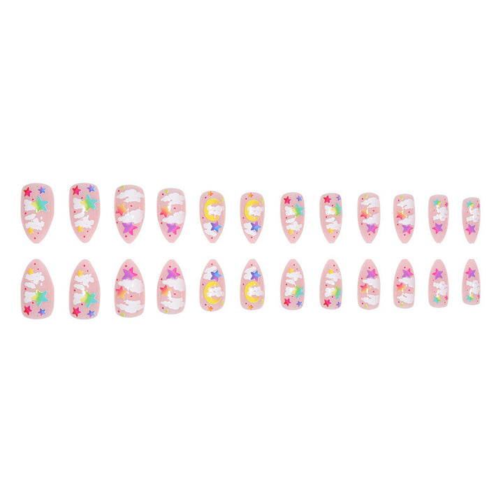 Vibrant Celestial Themed Press-On Nails Bowlift