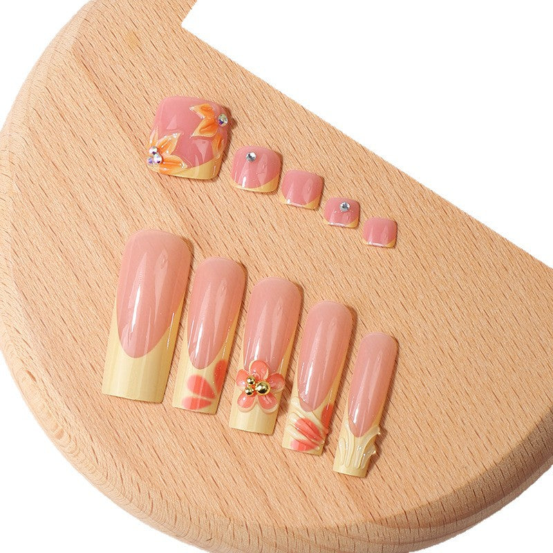 French-Inspired Floral Press-On Nail Set Bowlift