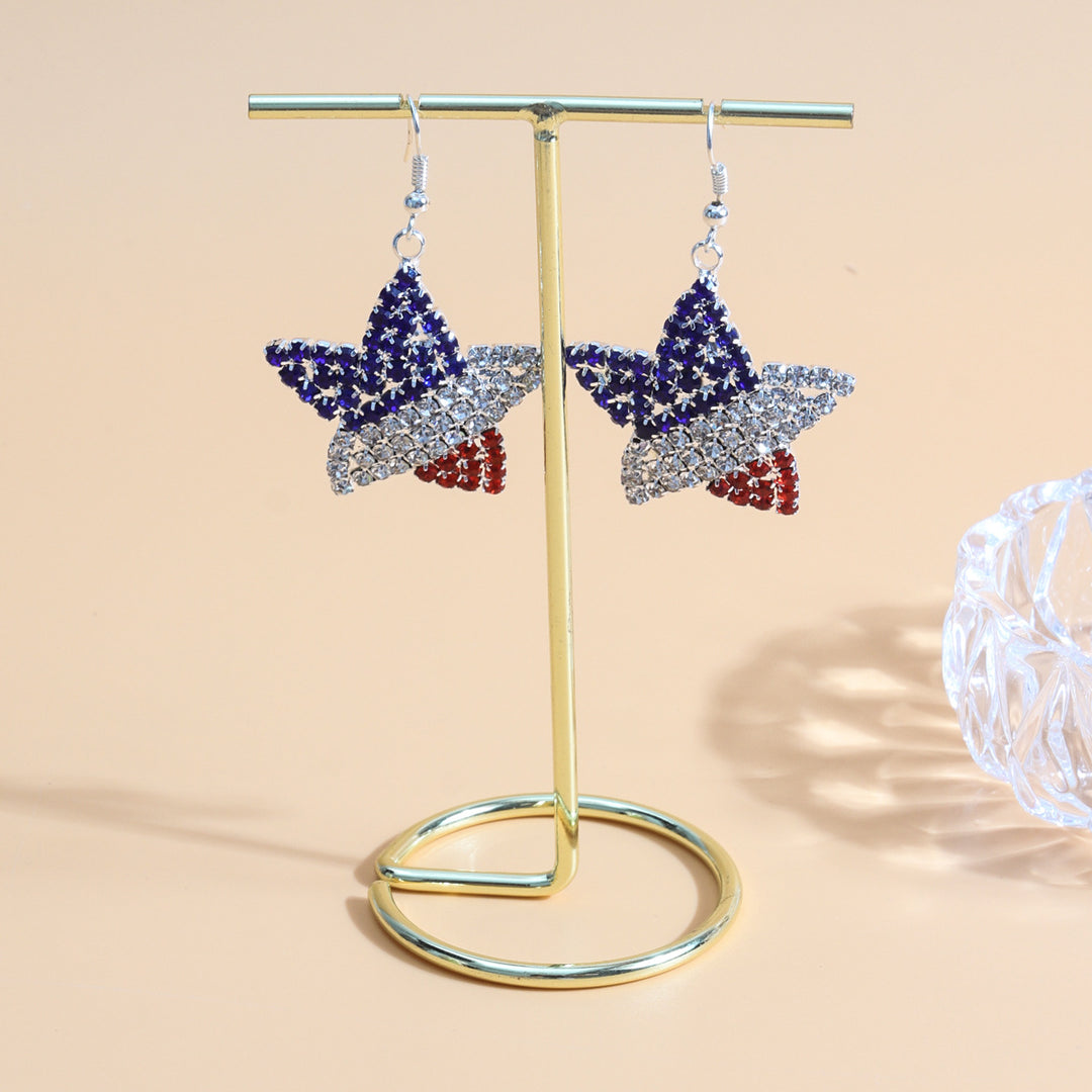 Ladies' sparkling star earrings with crystal accents and hook closure Bowlift