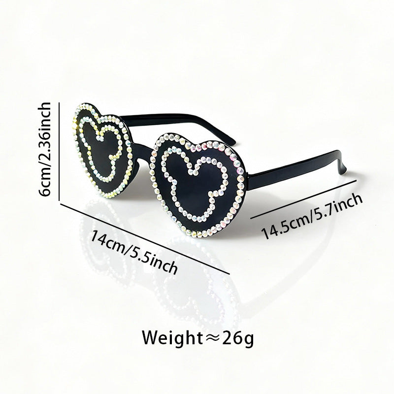 Rhinestone-Accented Heart-Shaped Sunglasses Bowlift 1787141236