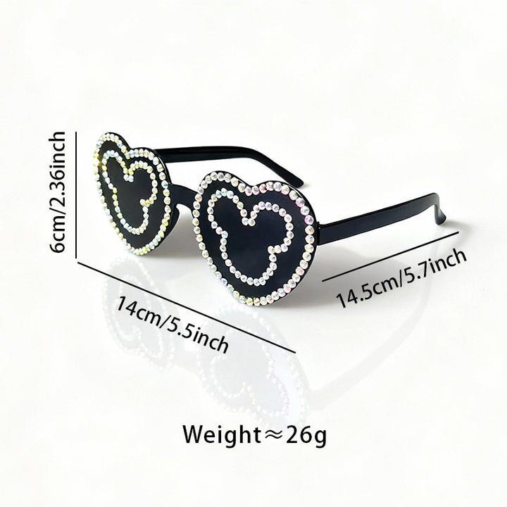 Rhinestone-Accented Heart-Shaped Sunglasses Bowlift 1787141236