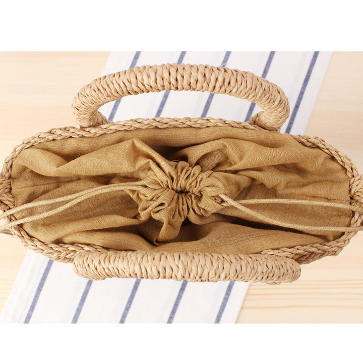 Handbag Made of Braided Natural Material with Round Handle Bowlift
