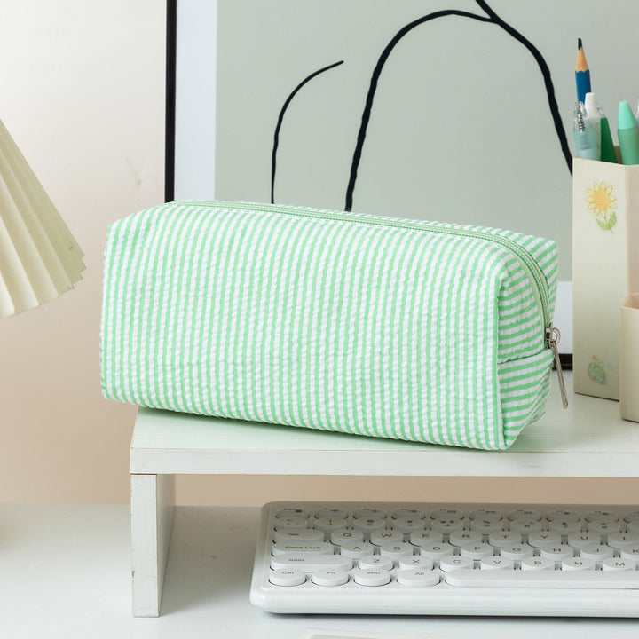 Striped Zippered Pencil Case Bag Bowlift