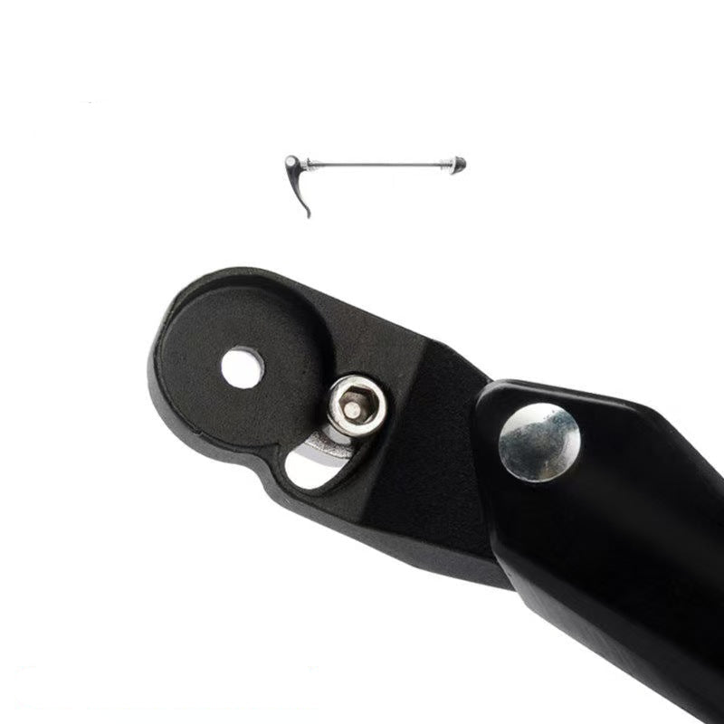 adjustable rear bicycle kickstand with hinged mounting plate and rubber foot Bowlift