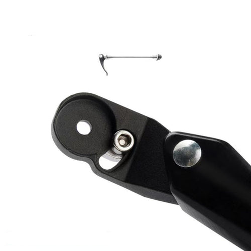 adjustable rear bicycle kickstand with hinged mounting plate and rubber foot Bowlift