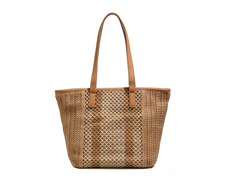 Elegant Bast Handbag with Leather Accents Bowlift