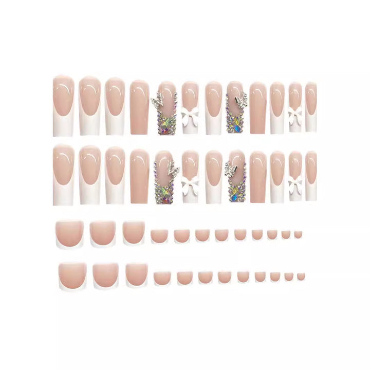 Elegant 3D Crystal-Embellished Acrylic Nail Extensions Bowlift