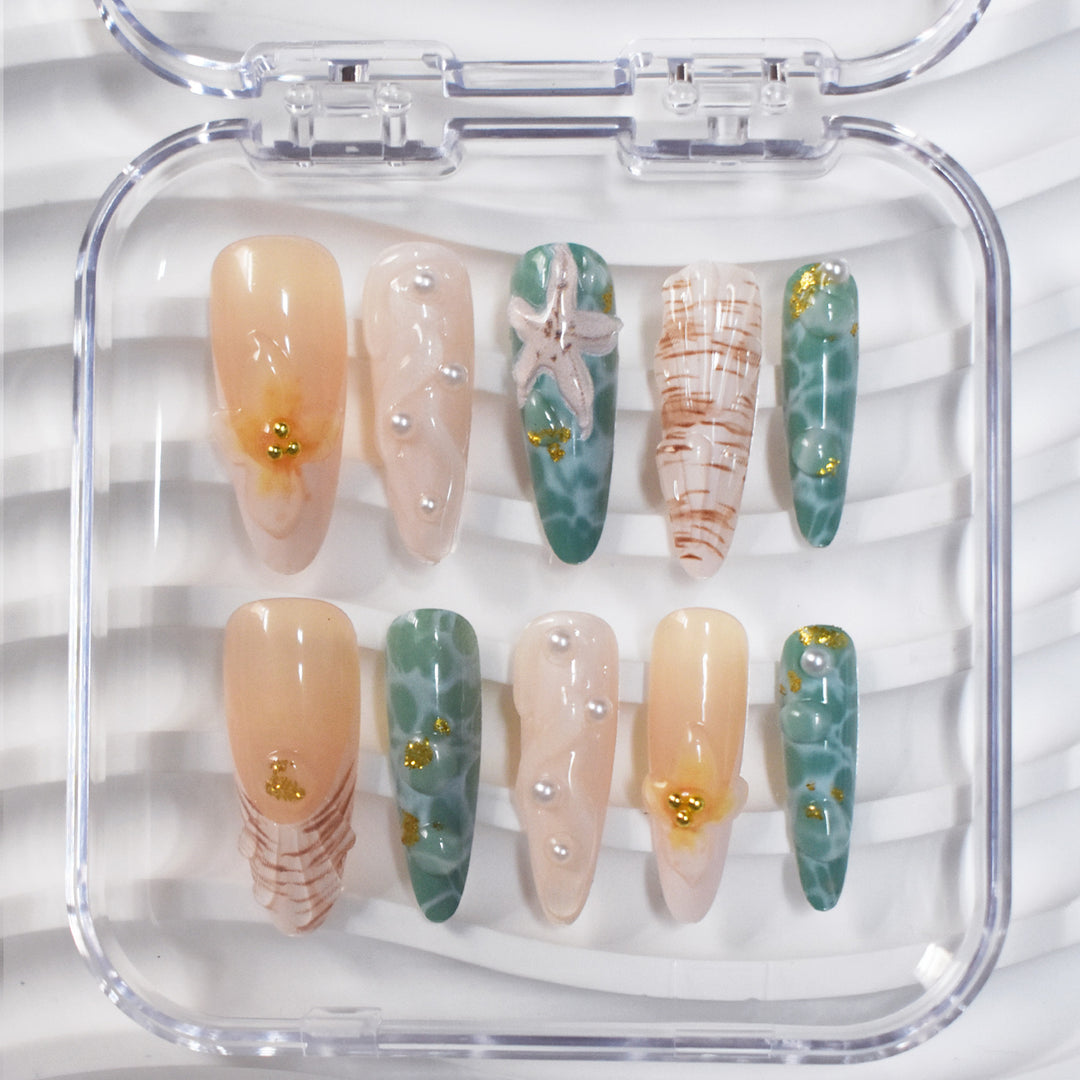 Thematic Ocean-Inspired Press-On Nail Extensions Bowlift