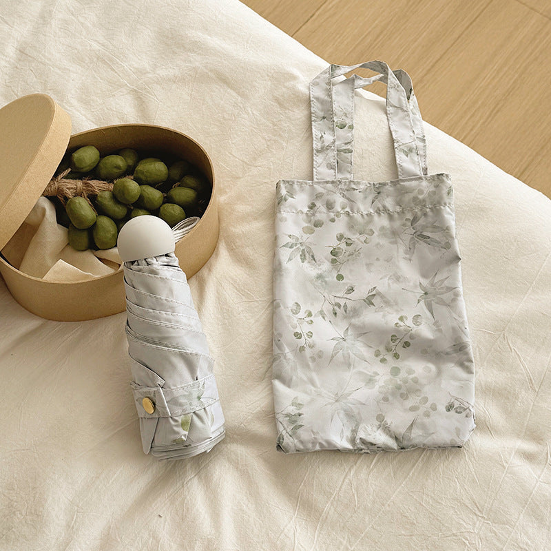 Women's Foldable Umbrella with Elegant Botanical Pattern Bowlift
