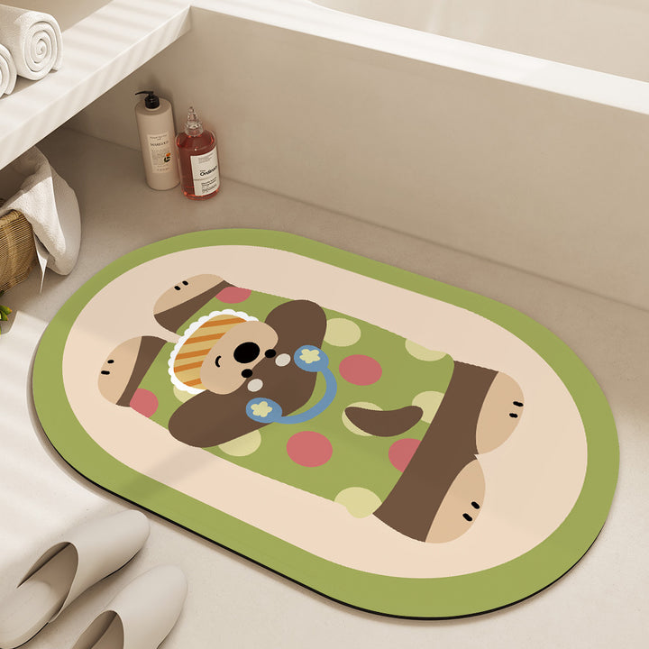 Cute Cartoon Dog Bath Mat Bowlift
