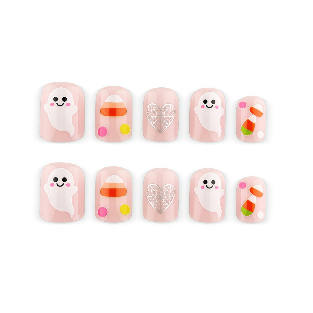 Halloween Artificial Nails with Ghost and Candy Designs Bowlift