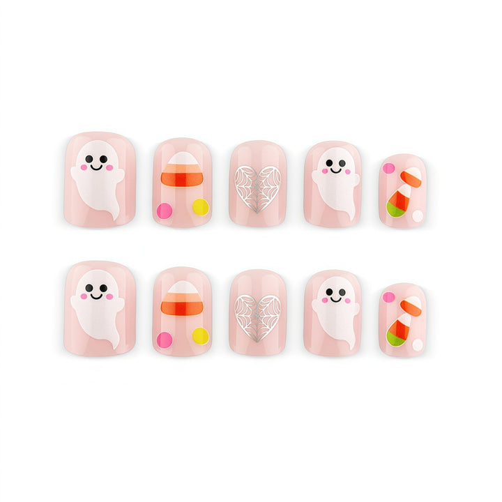 Halloween Artificial Nails with Ghost and Candy Designs Bowlift