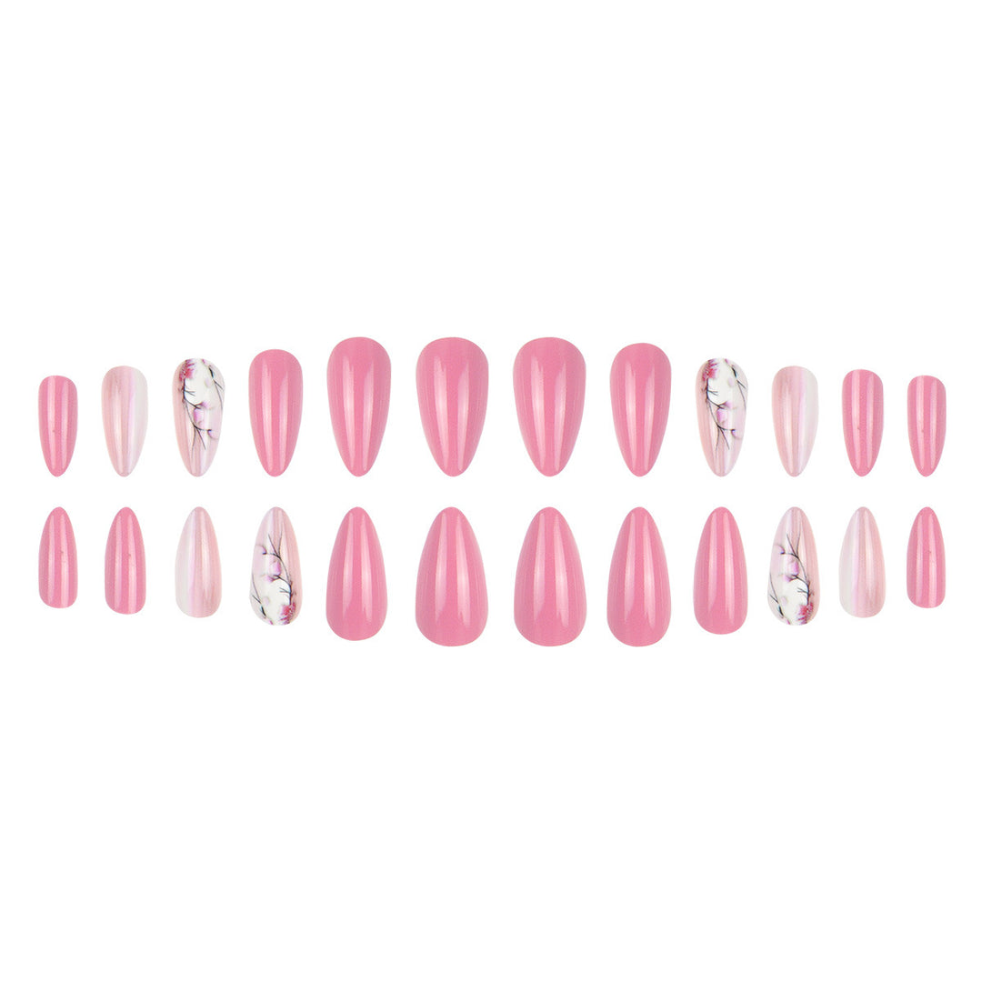 Stiletto Press-On Nails with Floral Design Bowlift