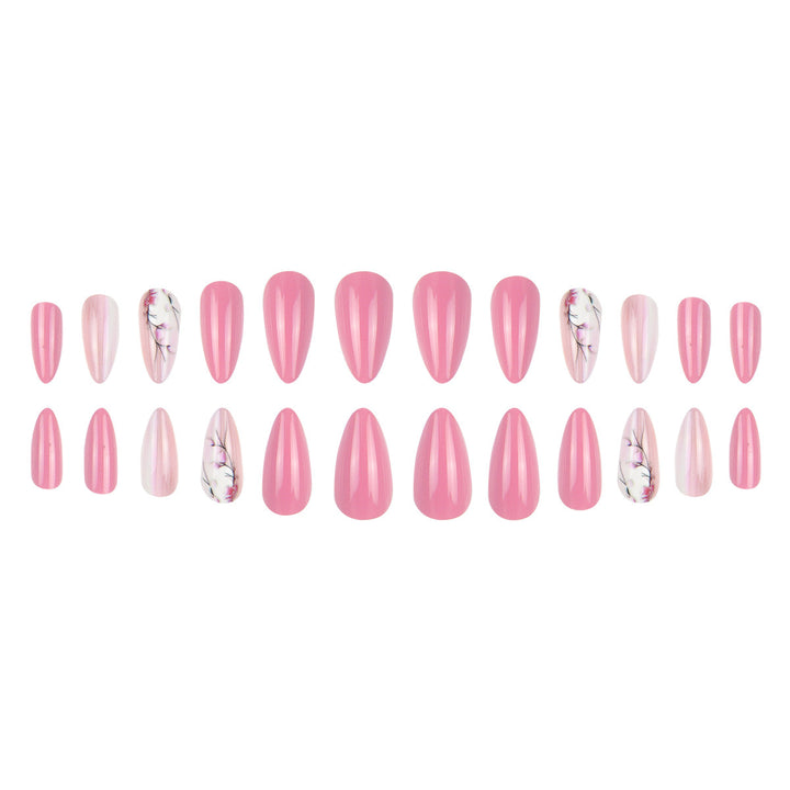 Stiletto Press-On Nails with Floral Design Bowlift