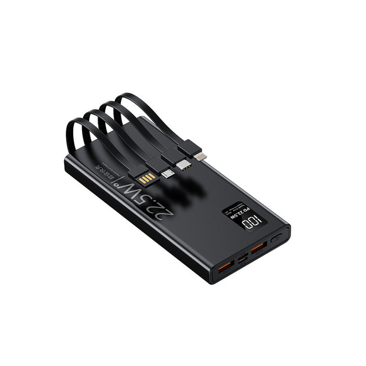 Multifunctional power bank with integrated cable system and digital power display Bowlift