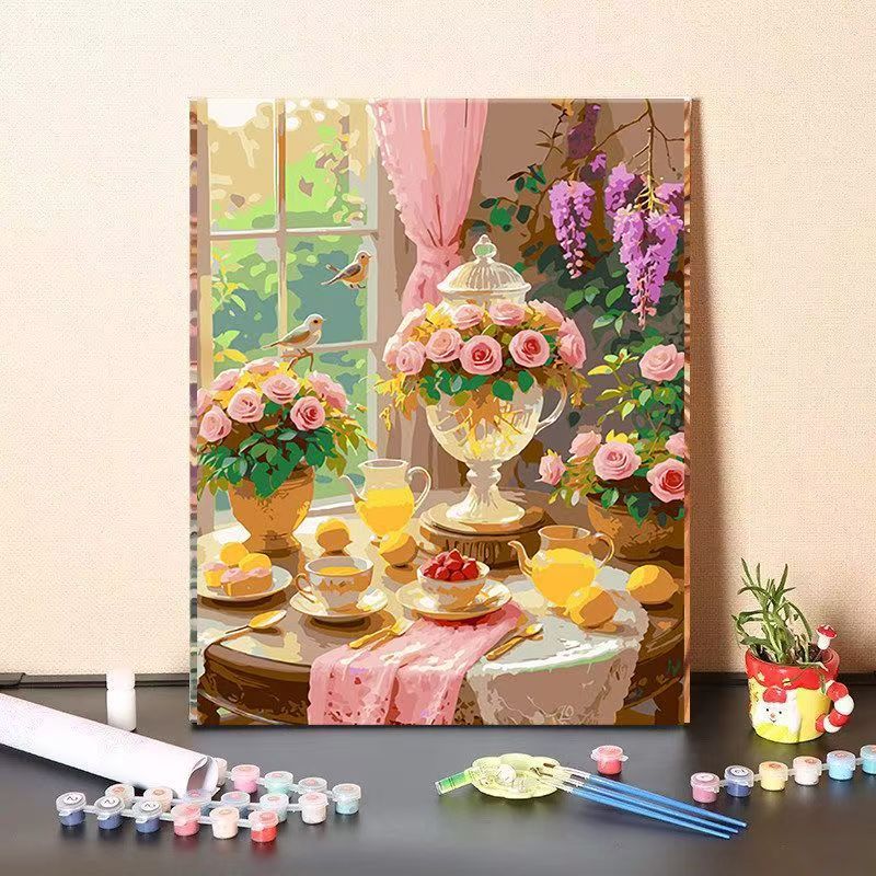 DIY Floral Still Life Paint by Numbers Kit Bowlift