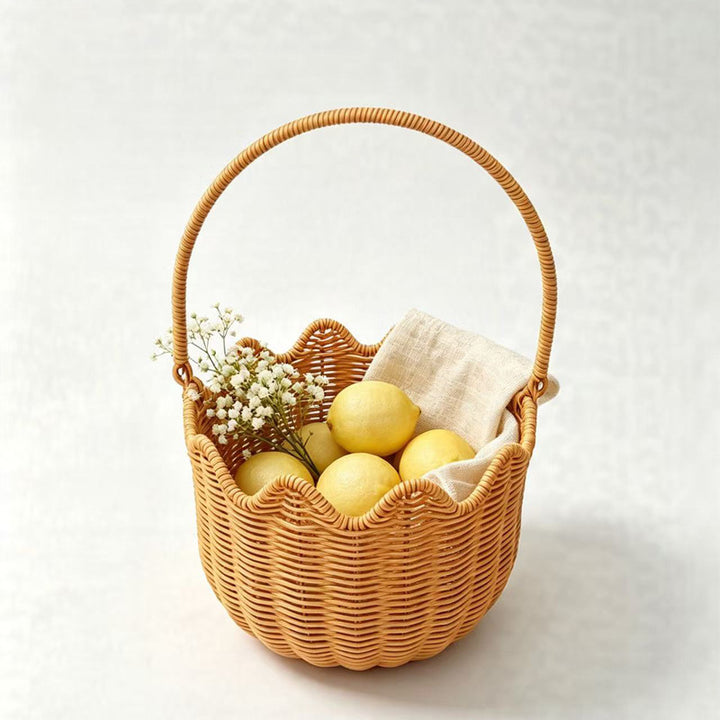 Scalloped Woven Storage Basket Bowlift