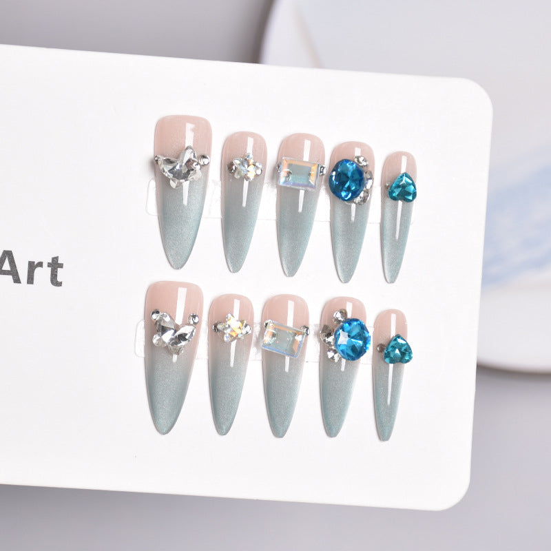 Glamorous Stiletto Nail Extensions with Crystals Bowlift