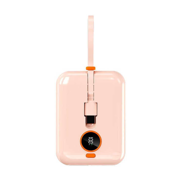 Portable Mini Power Bank with Integrated Charging Cable and Digital Display Bowlift