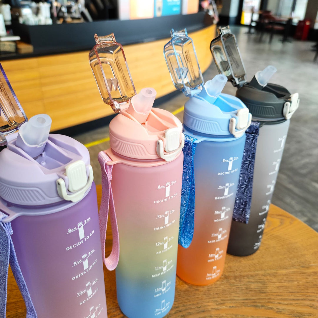 Women's Motivation Water Bottle with Time Markings Bowlift