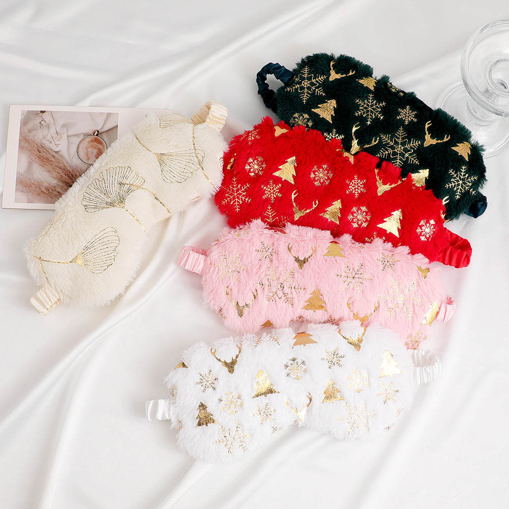 Unisex soft eye mask made of faux fur with festive motif embossing Bowlift