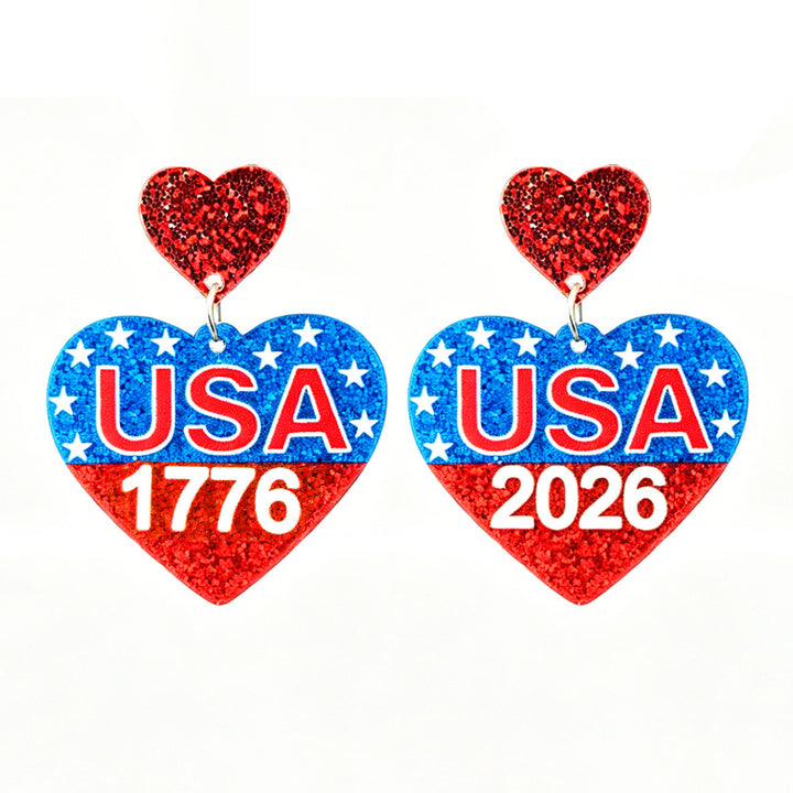 Ladies nan Statement bow earrings made of acrylic with glittering star stripe design and round studs Bowlift