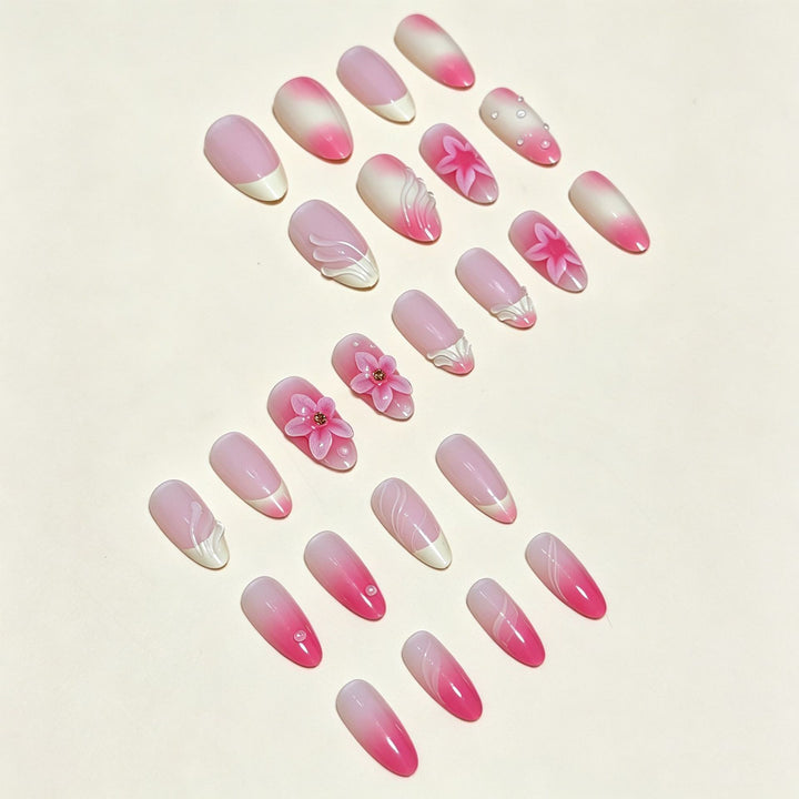 Elegant Press-On Nail Tips with Decorative Bow Bowlift