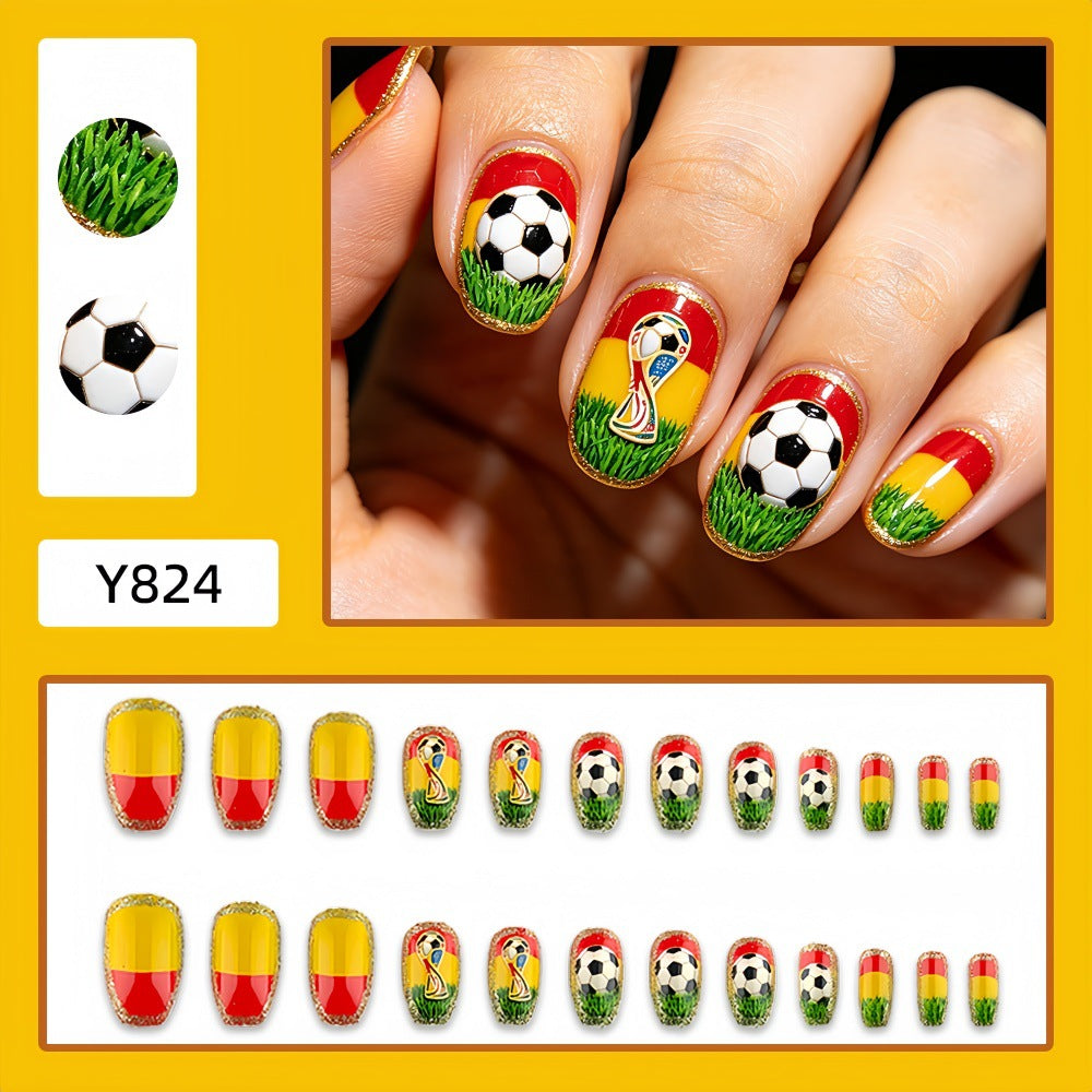 Sporty Football Design Artificial Nails Bowlift