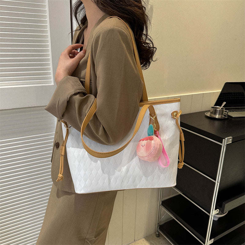 Quilted Pattern Handheld Tote Bag Bowlift