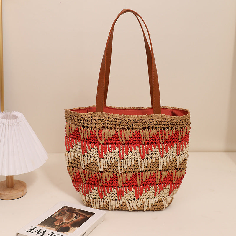 Braided tote bag with unique pattern mix Bowlift