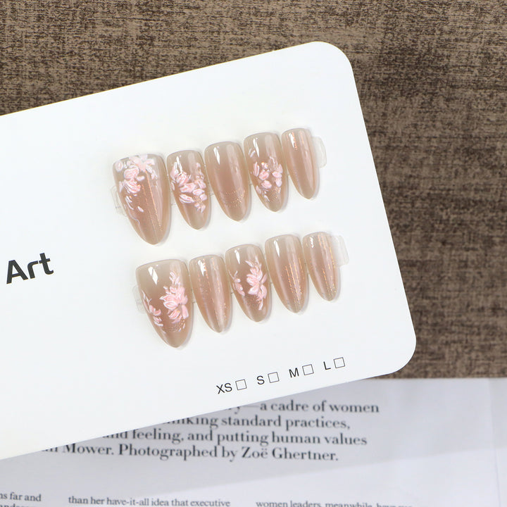 Elegant Floral Press-On Nail Art Set Bowlift
