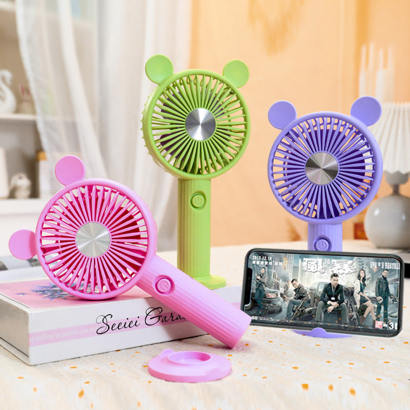 Women's Portable Hand Fan with Animal Ears Bowlift