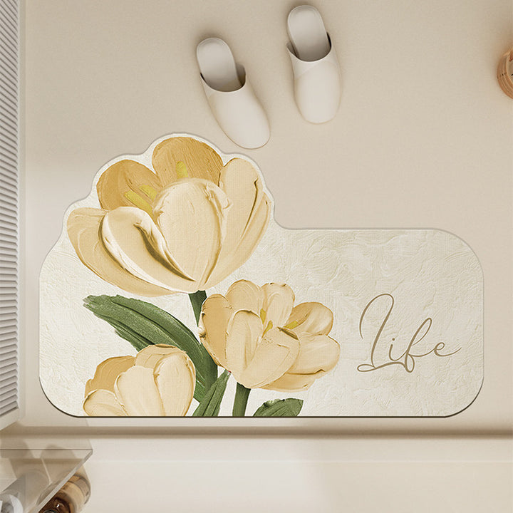 Floral-Themed Non-Slip Bath Mat