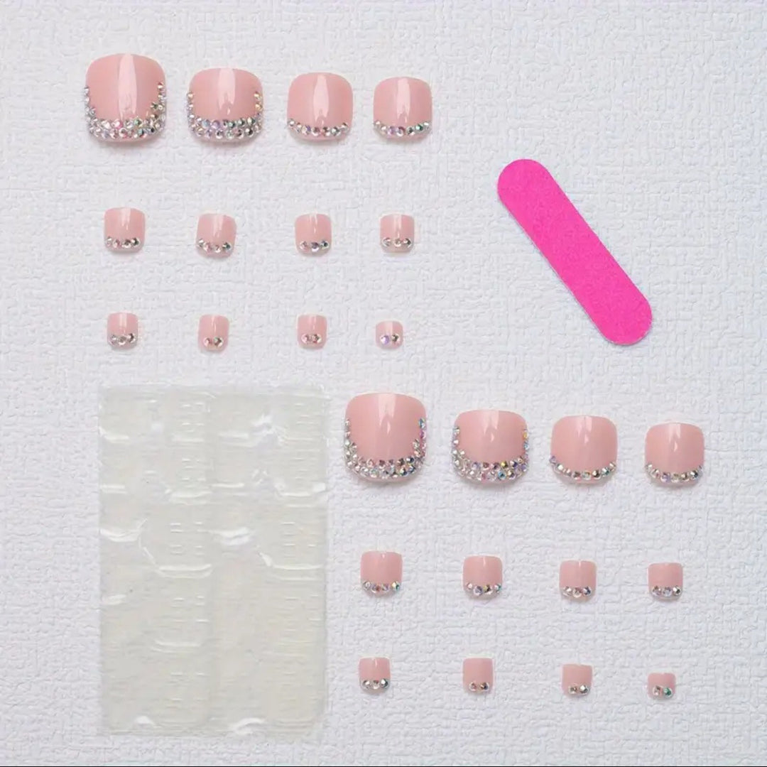 Rhinestone-Embellished Press-On Toenails Bowlift